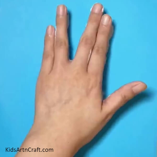 Forming A 'V' From Fingers- Learn How to Craft a Bunny Using Handprints 
