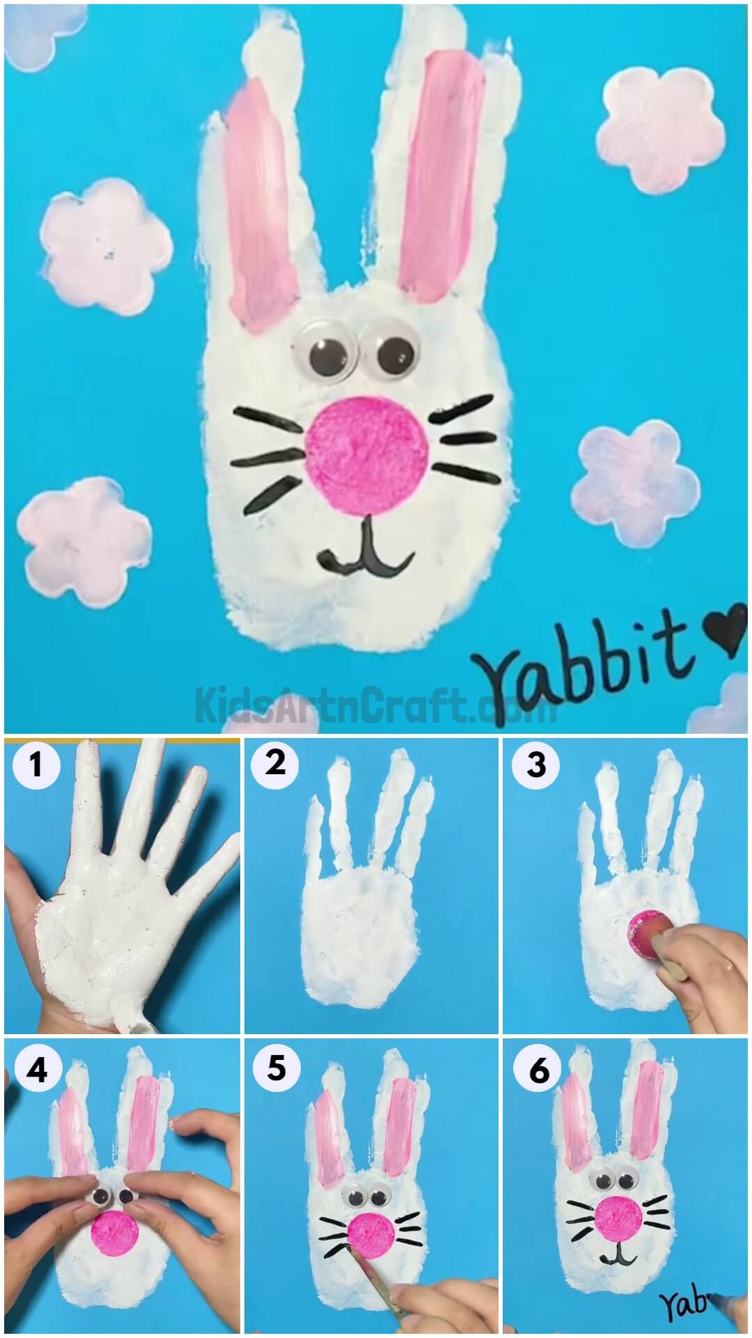 Handprint Bunny Craft With Step By Step Instructions