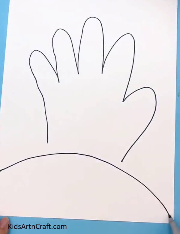 Drawing A Semi-Circle - Making a castle with handprints - a straightforward craft for kids.