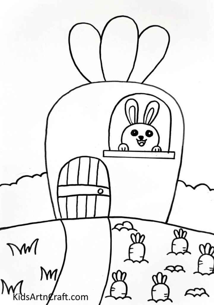 How to Draw a Bunny House Easy Drawing Tutorial Kids Art & Craft
