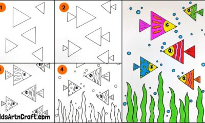 How To Draw Triangular Fishes Step By Step Tutorial