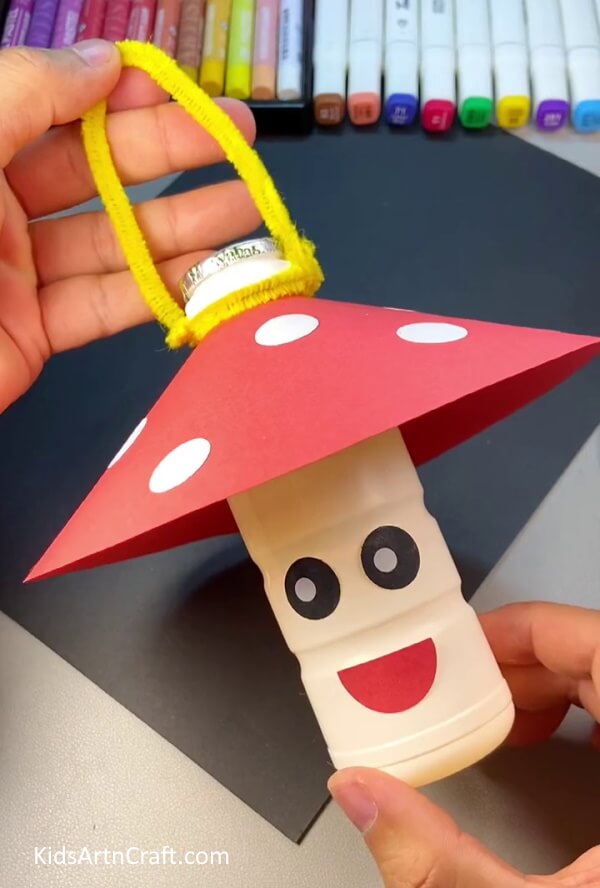Cute 3D Mushroom Craft Is Done - Constructing a 3D Mushroom from Paper and a Plastic Bottle