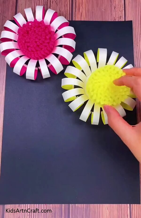 Making Another Circle And Pasting - step-by-step guide of crafting a Paper Cup Flower with youngsters. 