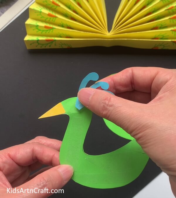 Pasting Crown On Peacock's Head - Designing a Peacock with Paper for the Young Ones