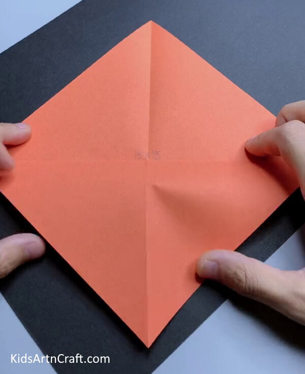 Fold The Orange Origami Paper Diagonally How to Make an Origami Papercraft Fox for kids