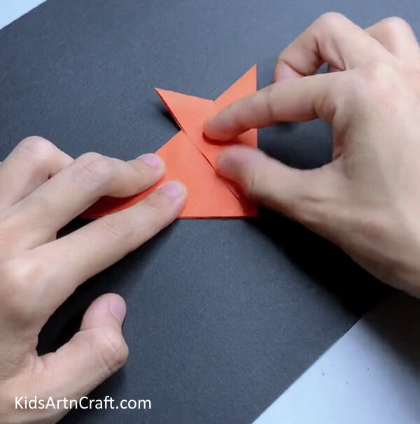 Fold The Orange Origami Paper Outwards How to Make an Origami Papercraft Fox for kids