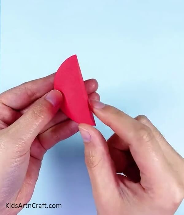 Fold the paper into two halves- Crafting a bird to fly in the sky step-by-step guide