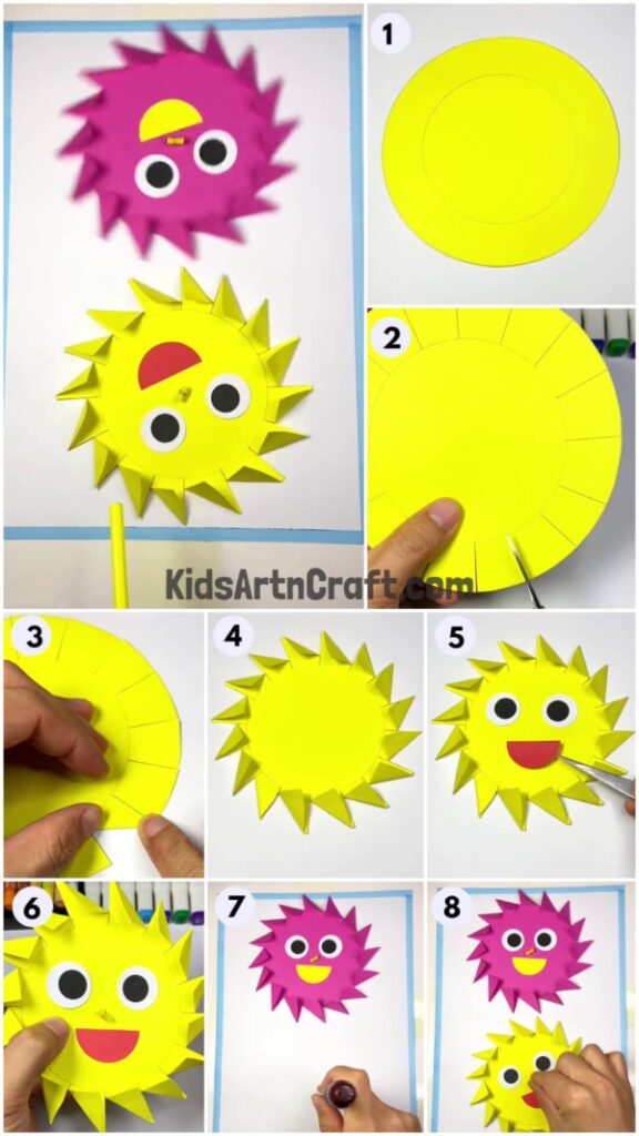 How to Make Spinning Paper Sun Toy For Kids Kids Art & Craft