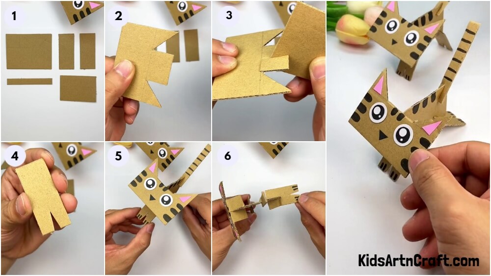How to Make Cardboard Cat easy tutorial for kids