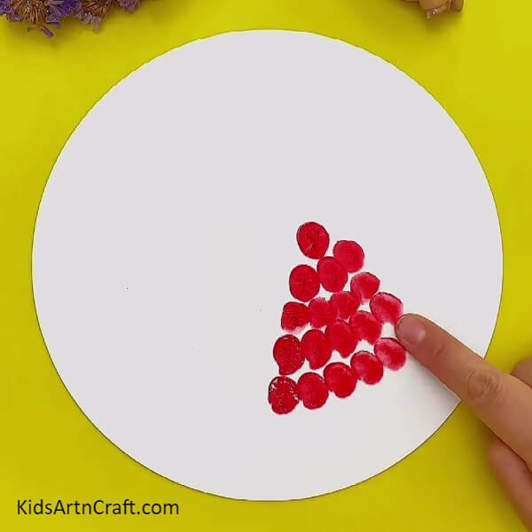 Make A Finger Impression In A Triangle Shape-Create Watermelon Art With Fingerprints For The Youngsters