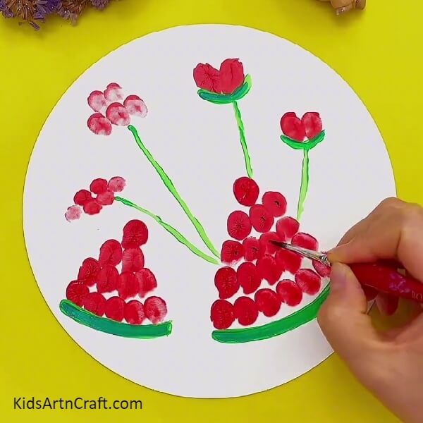Draw The Seeds Of The Watermelon-Creating Fingerprint Pictures Of Watermelons For Children