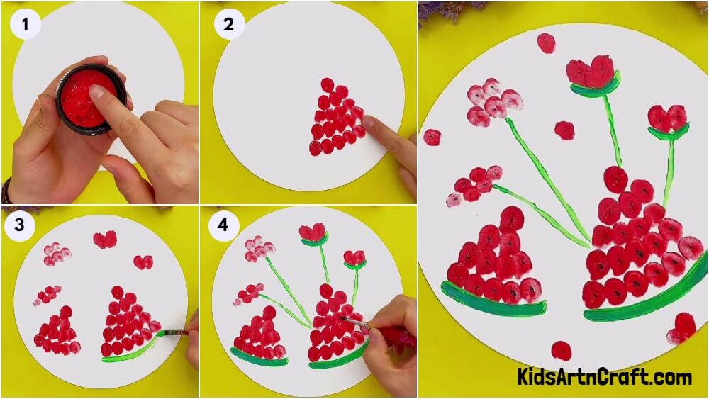 How To Make Finger Impression Watermelon Painting For Kids