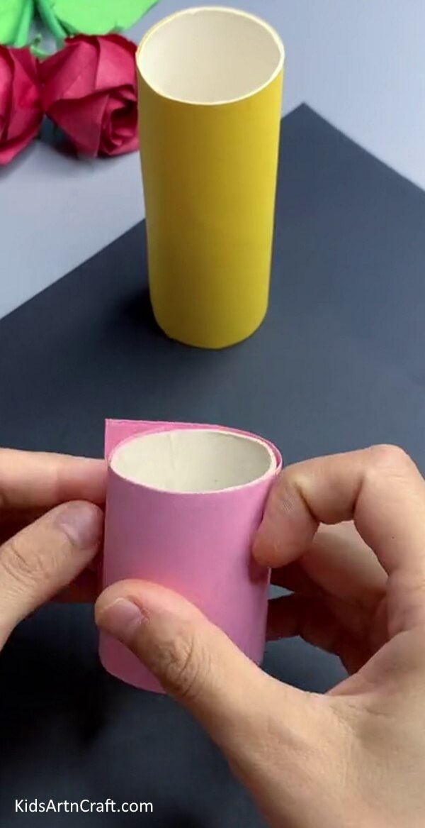 Covering Rolls - An entertaining way of making a paper train craft with kids