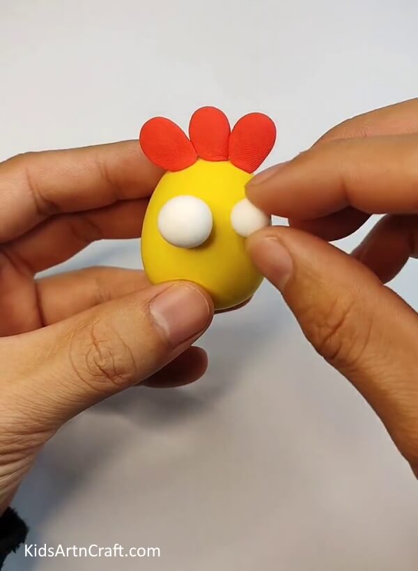 Adding The Eyes - Making a Clay Hen and Its Eggs for Kids