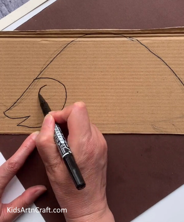 Drawing Hedgehog On Cardboard - Crafting a Hedgehog Out of Leaves is Simple 