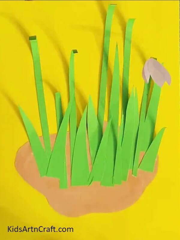 Pasting Lily Flower With Stems-Making a Paper Lily Flower Craft For Children