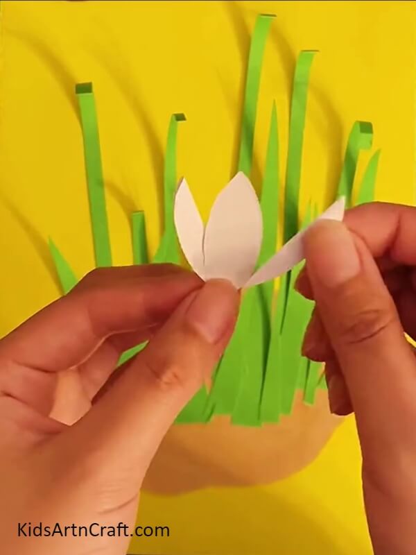 Pasting Pieces Of Petals Together-Building a Lily Paper Floral Art For Youngsters