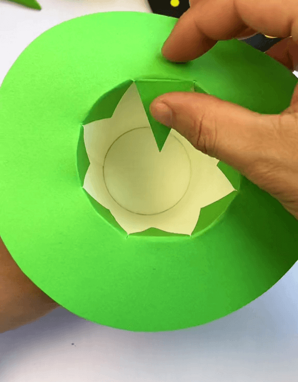 Sticking The Triangles Inside The Paper Cup-Easy Paper Cup Hat For Children