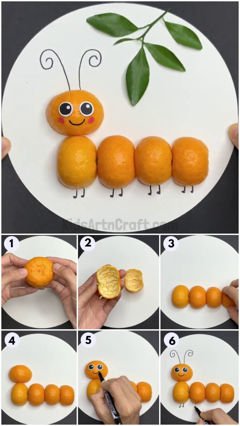 How To Make Orange Peels caterpillar craft Kids Art & Craft