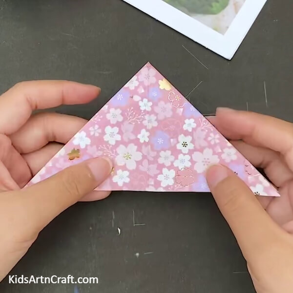 Connecting Both The Triangle Marks- Step-by-step guide to creating a paper heart envelope with origami 