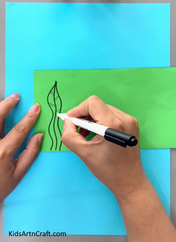 Drawing A Water Plant-Instructions for simple origami fish for children