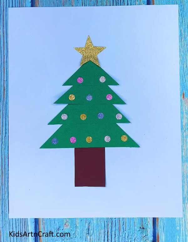Christmas Tree Artwork Using Paper For Kids