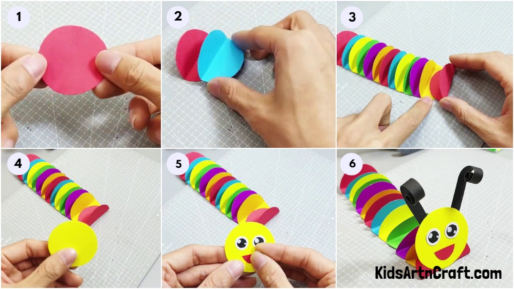 How To Make Paper Circle Caterpillar Craft For Kids