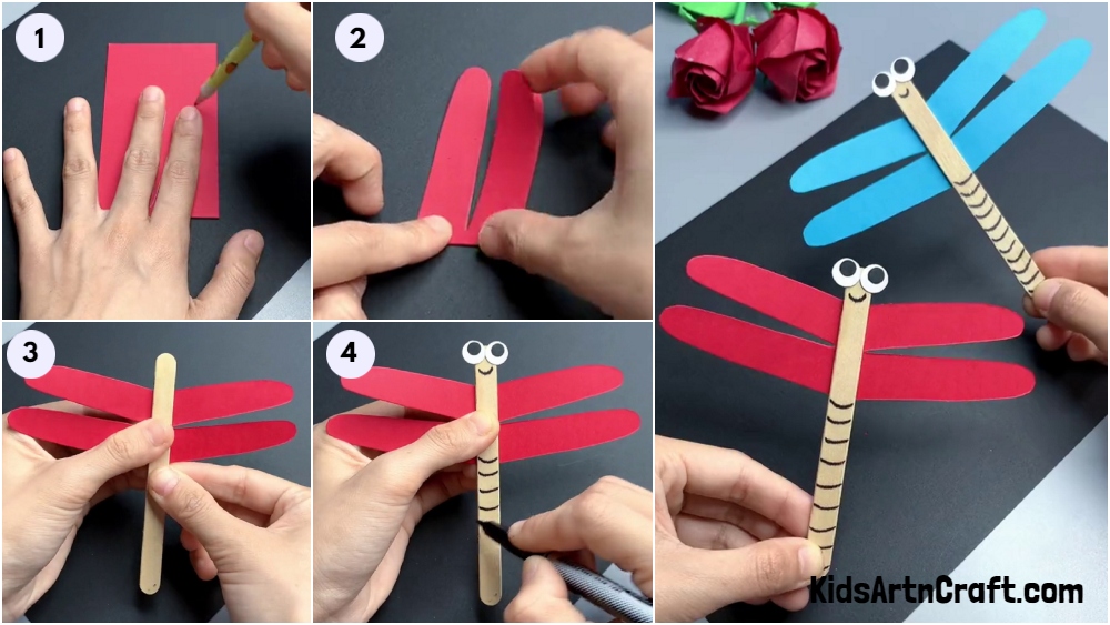 How to make Paper Dragonfly Crafts For School