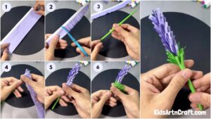 How to Make Paper Lavender Flower Easy Tutorial - Kids Art & Craft
