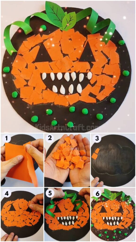 How to Make Paper Pumpkin Craft Step by Step Tutorial - Kids Art & Craft