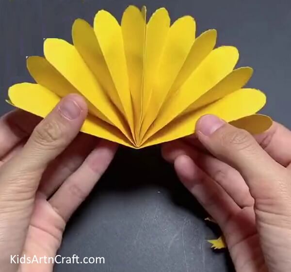 Opening The Yellow Fan - Fabricating a Paper Sunflower Design for young ones