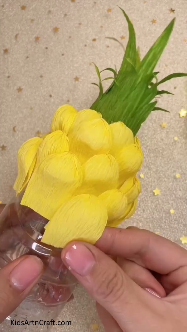Making More Crepe Paper Skins-Create a Pineapple Hanging Lamp from a Plastic Bottle