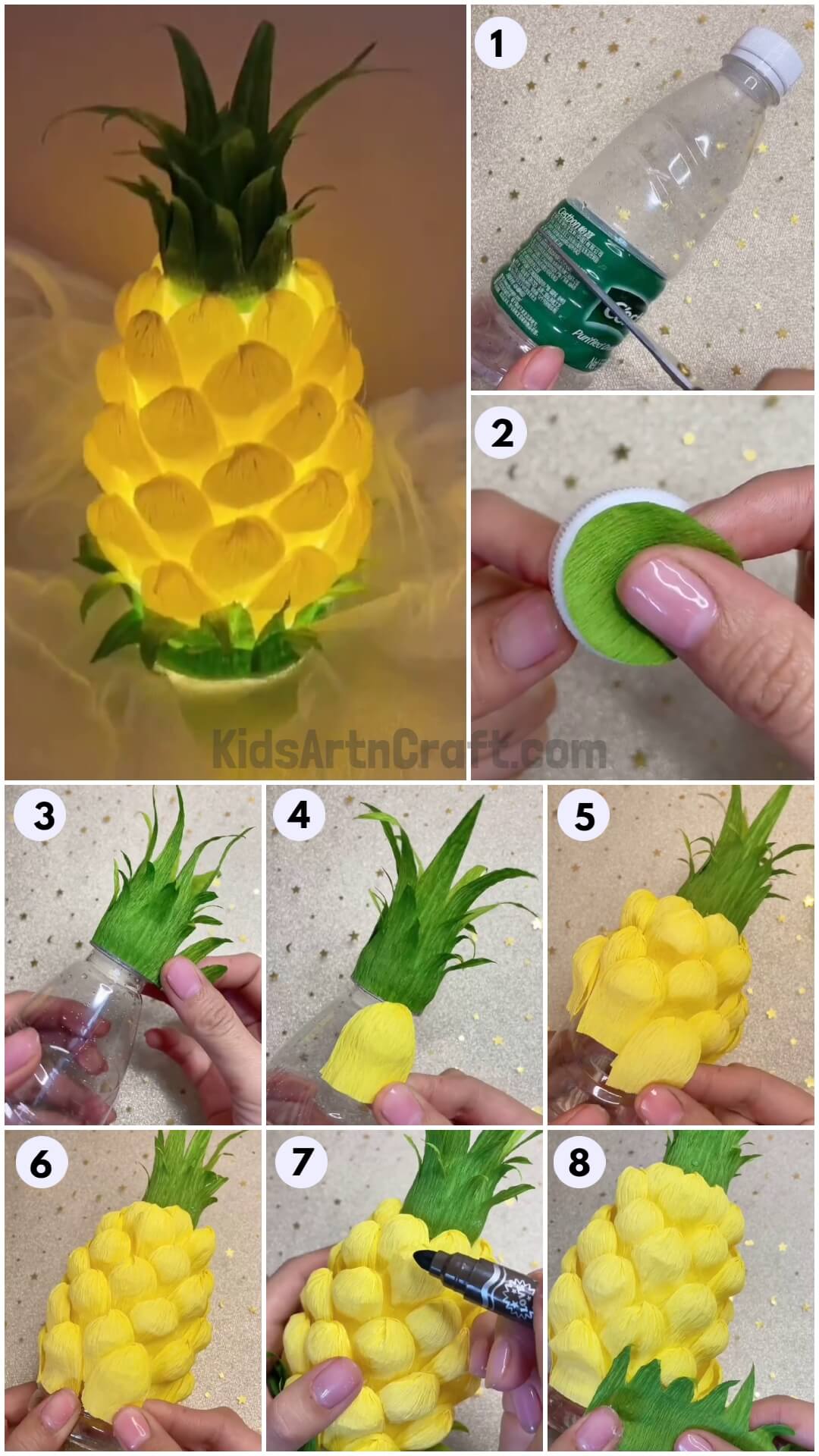 How to Make Pineapple Hanging Lamp from Plastic Bottle