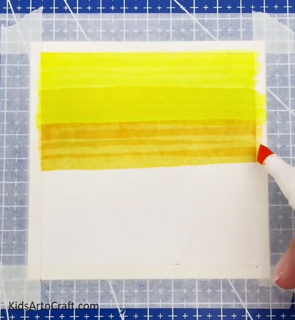 Colour With Yellow Marker/sketch Pen- Tutorial for starters on creating a sunset landscape painting 
