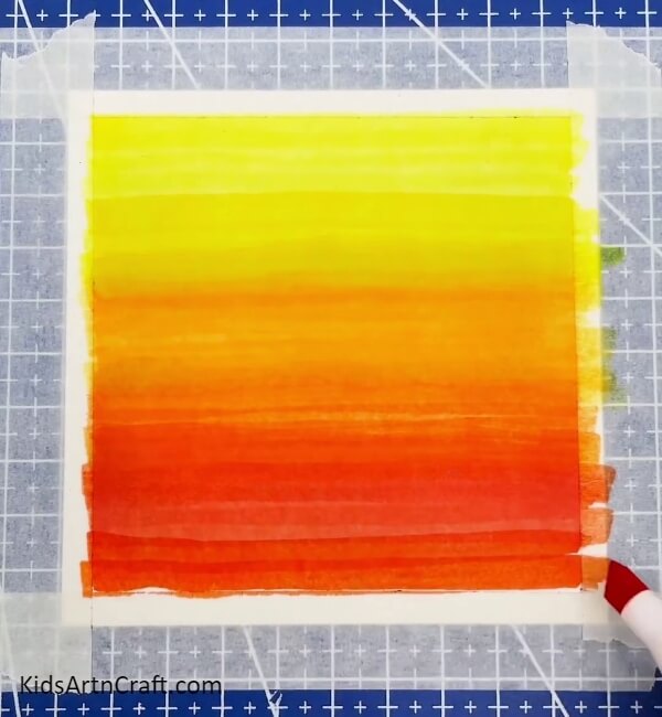 Fill The Orange Colour With Orange Marker/sketch Pen- A guide for newbies on creating an artwork of a sunset scene 