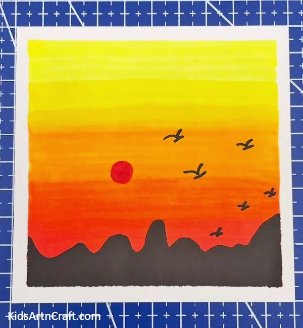 Your Craft Is Ready- A tutorial for novices on forming a sunset scenery painting 