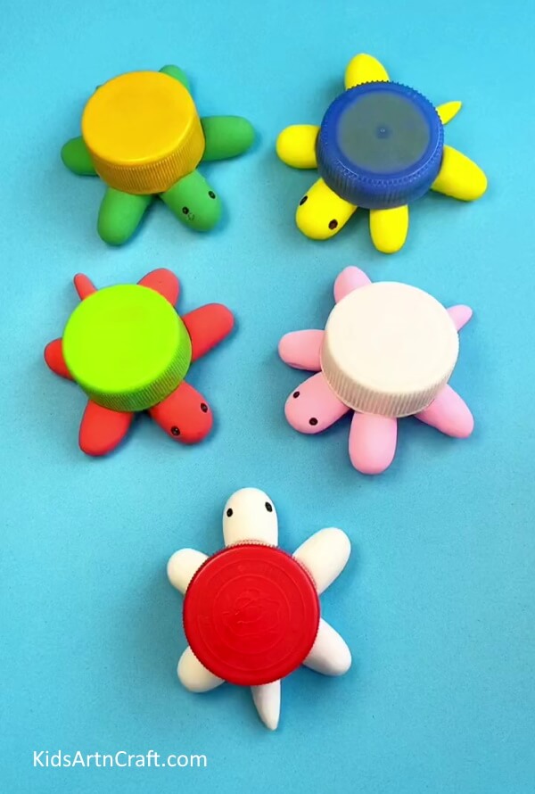 Finally, Your Colorful Turtles Is Ready-Creating a Turtle with a Plastic Bottle Cap for Young Ones 