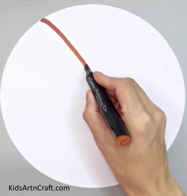 Drawing Stem With A Brown Marker On White Paper - Crafting a Worm Model from Clay for Kids 