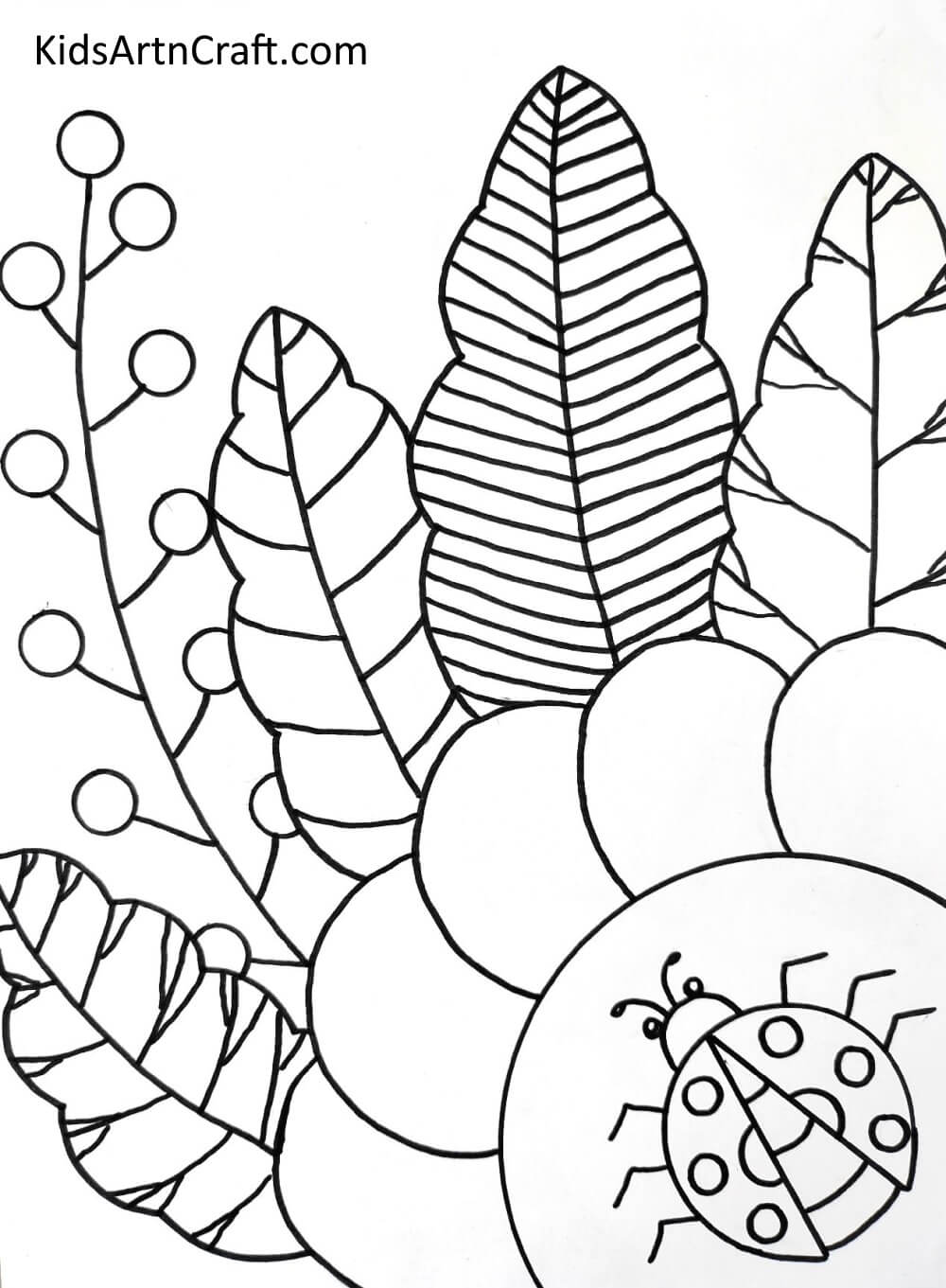 Ladybug on Leaf, Easy Coloring Page Gráfico por TheChristmasLady · Creative  Fabrica