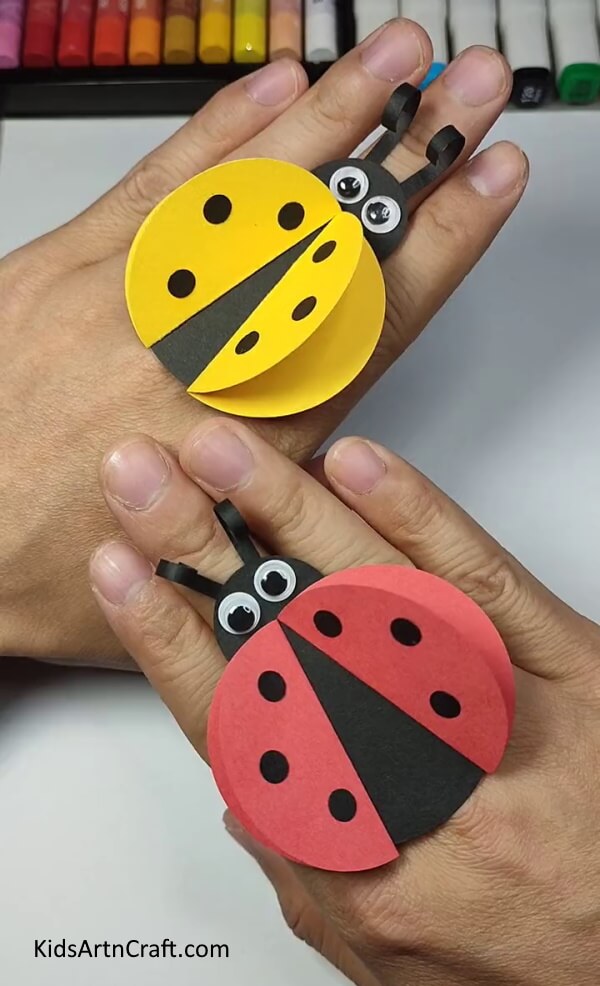 Now, The Lovely Ladybug Ring Is Ready-Making a ladybug paper ring is a snap for youngsters. 