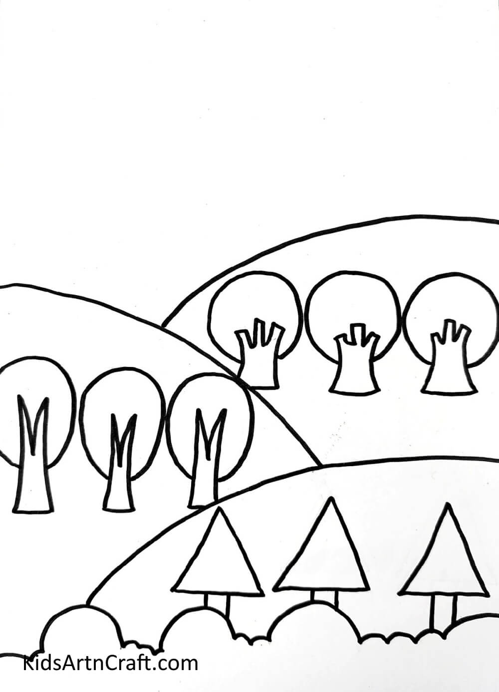 Drawing The Trees - A Guide to Drawing a Scenery Composition for Children