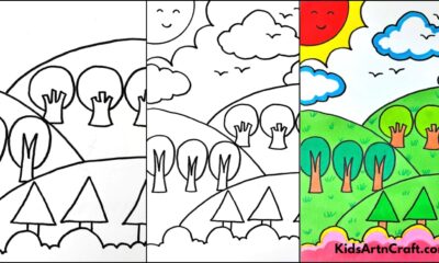 Landscape Drawing Step by Step Tutorial for kids