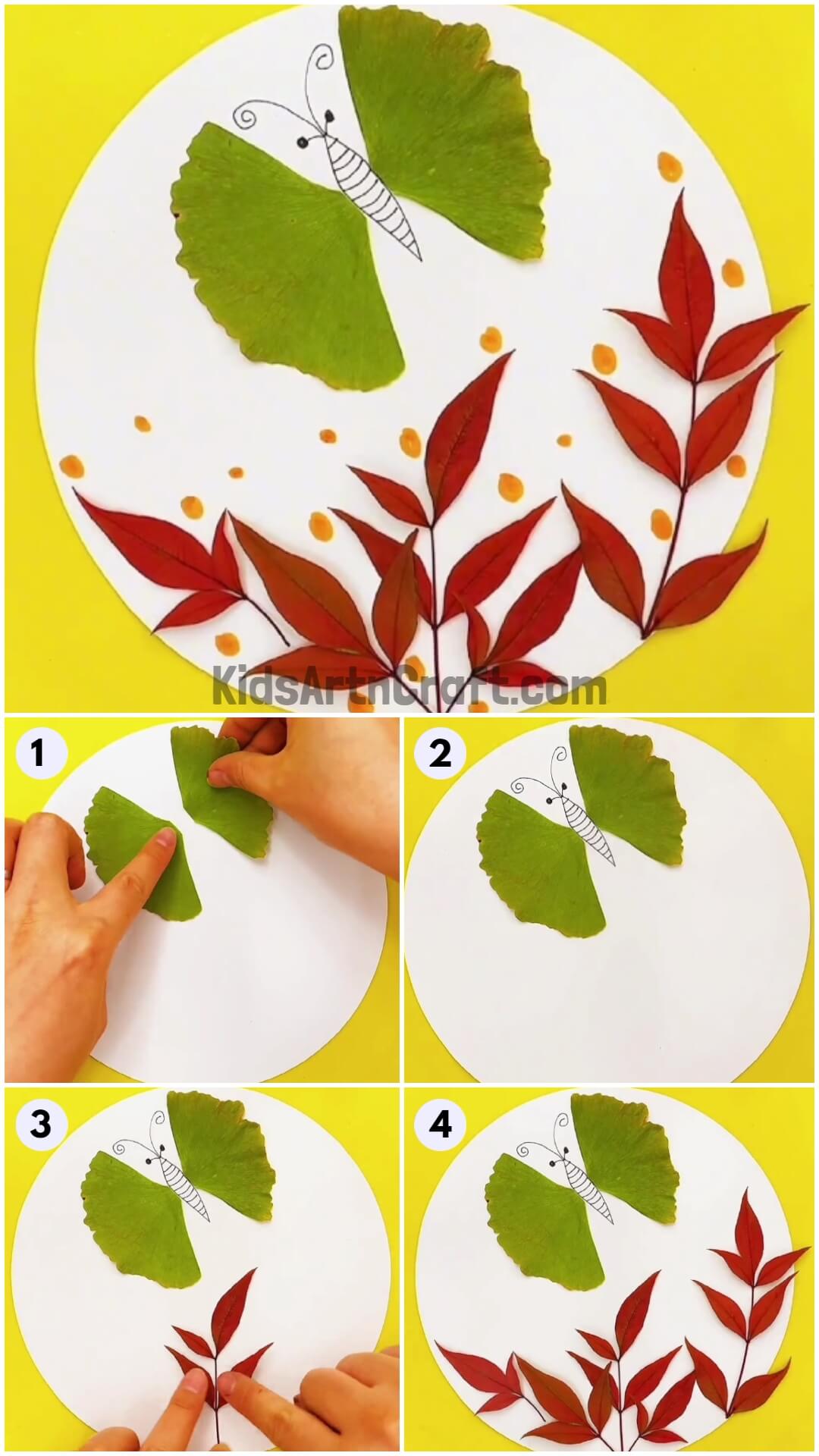 Leaf Garden Butterfly Craft Idea For Beginners- Crafting a leafy garden butterfly for novices
