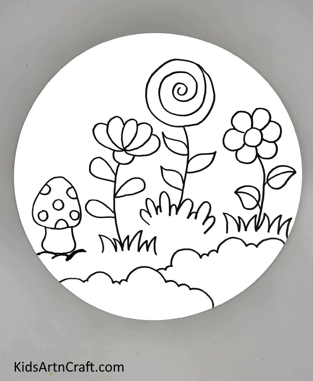 Drawing Flowers Pick up the skill of creating a flower garden drawing for kids