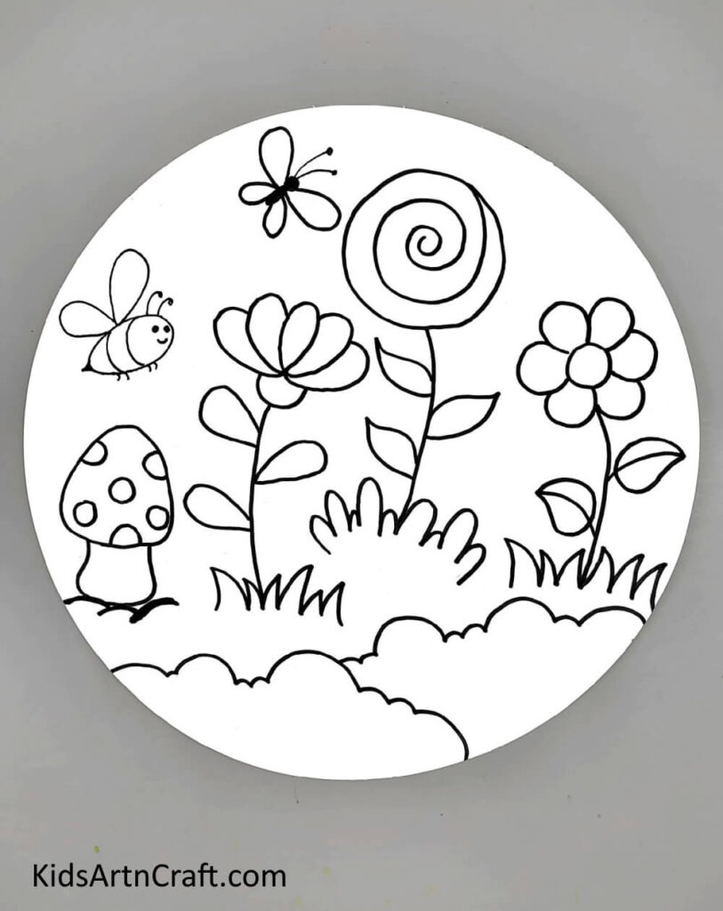 Learn to draw Flower Garden drawing for kids - Kids Art & Craft