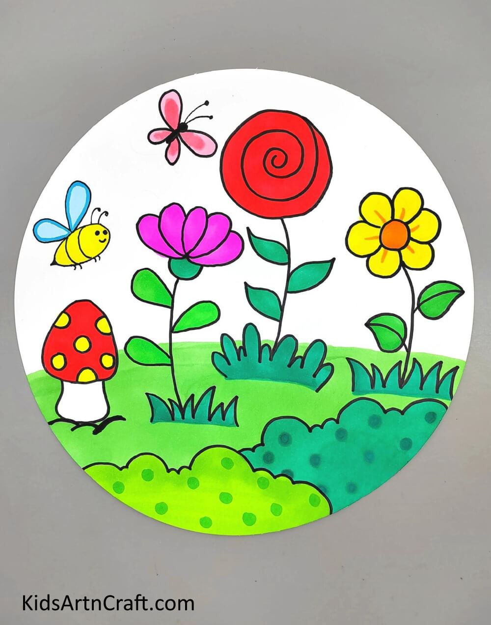 Coloring The Drawing Become adept at drawing a flower garden picture for little ones