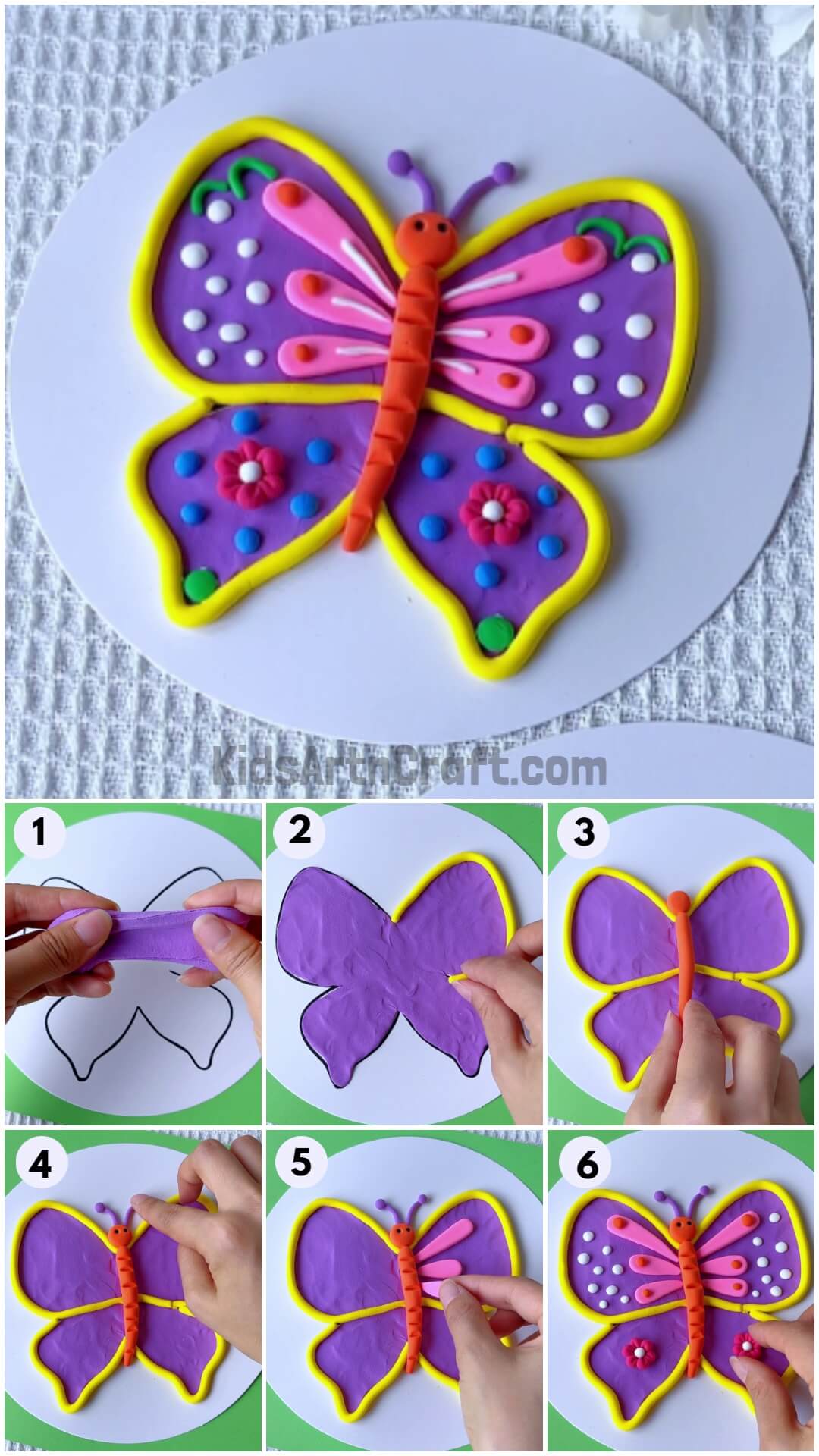 Learn to make butterfly Using clay for children