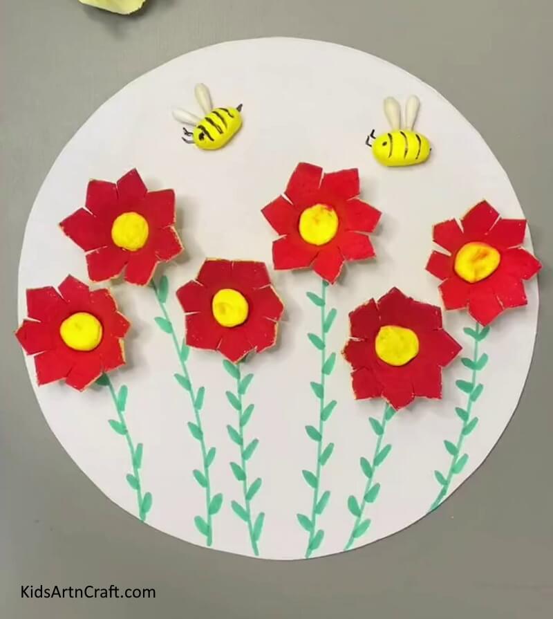 Have fun making flowers out of egg cartons with bees!
