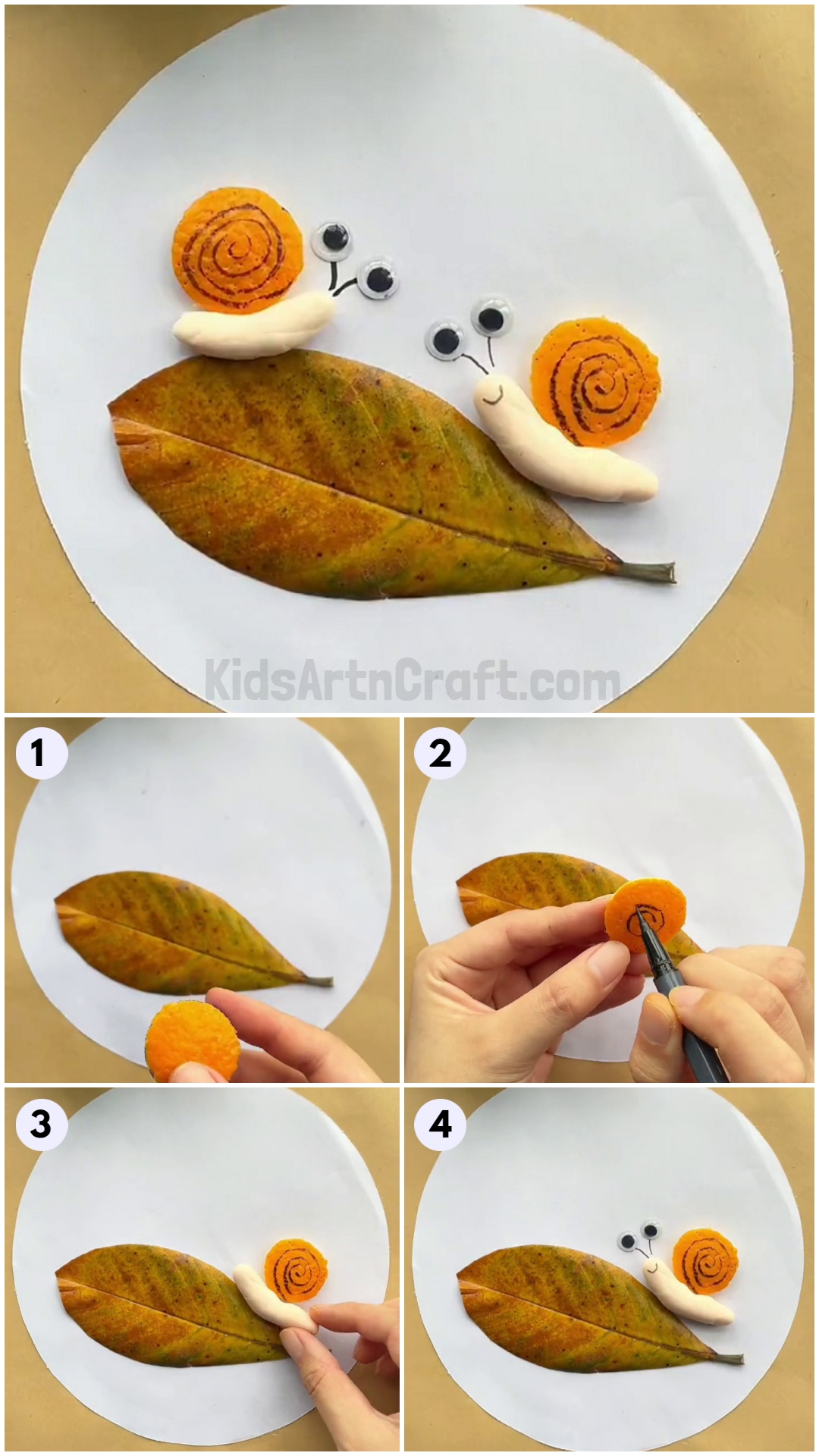 Learn To Make Orange Peel Snail Artwork For Kids