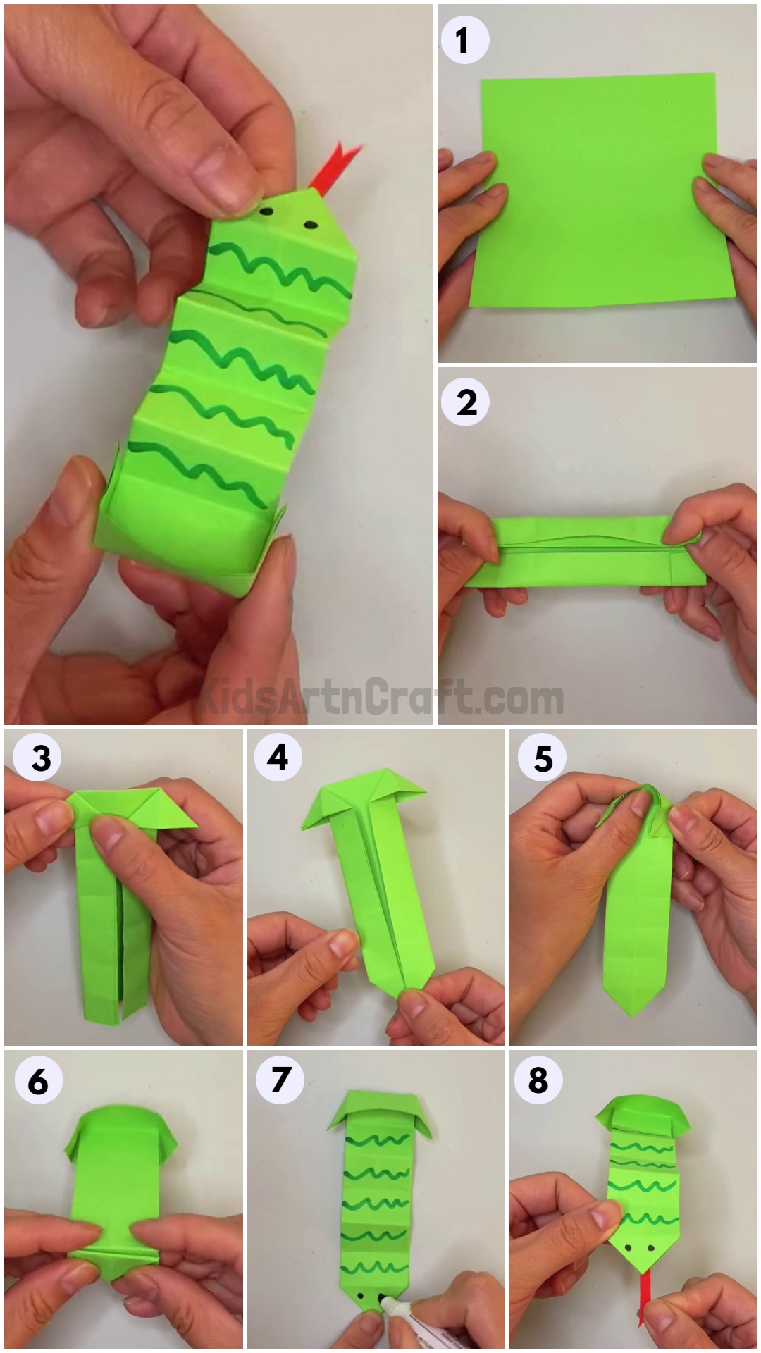 Learn to Make Origami Snake Craft Step-by-Step Tutorial for Kids